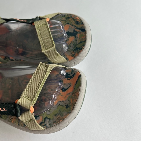 Merrel Olive Green Orange Canvas Rubber Outsole Sandals size 7 - Picture 13 of 16